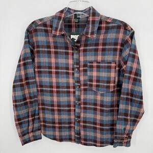 Wild Fable Women’s Plaid Flannel Shirt Medium Blue Burgundy NWT